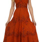 Sakkas Stonewashed Rayon Embroidered Adjustable Spaghetti Straps Long Dress