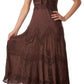 Sakkas Stonewashed Rayon Embroidered Adjustable Spaghetti Straps Long Dress