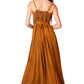 Sakkas Stonewashed Rayon Embroidered Adjustable Spaghetti Straps Long Dress