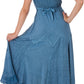 Sakkas Stonewashed Rayon Embroidered Adjustable Spaghetti Straps Long Dress