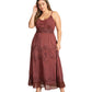 Sakkas Stonewashed Rayon Embroidered Adjustable Spaghetti Straps Long Dress