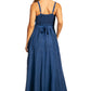 Sakkas Stonewashed Rayon Embroidered Adjustable Spaghetti Straps Long Dress