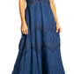 Sakkas Stonewashed Rayon Embroidered Adjustable Spaghetti Straps Long Dress