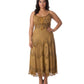 Sakkas Stonewashed Rayon Embroidered Adjustable Spaghetti Straps Long Dress