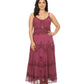Sakkas Stonewashed Rayon Embroidered Adjustable Spaghetti Straps Long Dress