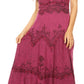 Sakkas Stonewashed Rayon Embroidered Adjustable Spaghetti Straps Long Dress