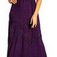 Sakkas Stonewashed Rayon Embroidered Adjustable Spaghetti Straps Long Dress