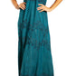 Sakkas Stonewashed Rayon Embroidered Adjustable Spaghetti Straps Long Dress