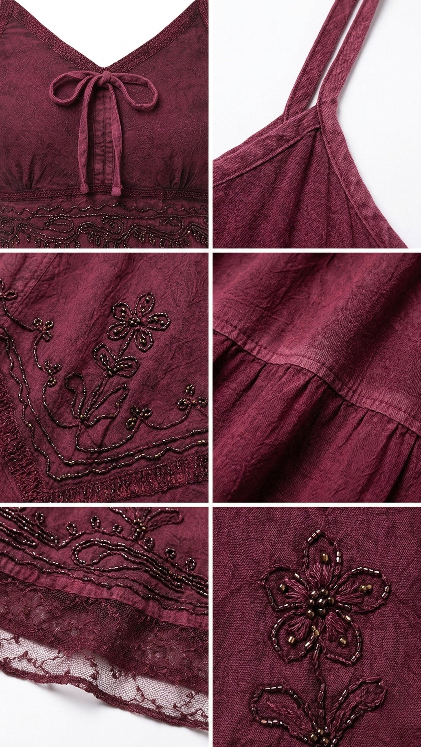 Sakkas Stonewashed Rayon Embroidered Adjustable Spaghetti Straps Long Dress