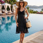 Sakkas Stonewashed Rayon Adjustable Spaghetti Straps Mid Length Dress