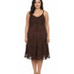 Sakkas Stonewashed Rayon Adjustable Spaghetti Straps Mid Length Dress