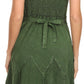 Sakkas Stonewashed Rayon Adjustable Spaghetti Straps Mid Length Dress