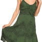 Sakkas Stonewashed Rayon Adjustable Spaghetti Straps Mid Length Dress