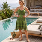 Sakkas Stonewashed Rayon Adjustable Spaghetti Straps Mid Length Dress