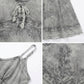 Sakkas Stonewashed Rayon Adjustable Spaghetti Straps Mid Length Dress