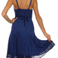 Sakkas Stonewashed Rayon Adjustable Spaghetti Straps Mid Length Dress