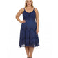 Sakkas Stonewashed Rayon Adjustable Spaghetti Straps Mid Length Dress
