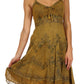 Sakkas Stonewashed Rayon Adjustable Spaghetti Straps Mid Length Dress
