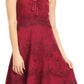 Sakkas Stonewashed Rayon Adjustable Spaghetti Straps Mid Length Dress
