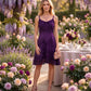 Sakkas Stonewashed Rayon Adjustable Spaghetti Straps Mid Length Dress