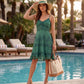 Sakkas Stonewashed Rayon Adjustable Spaghetti Straps Mid Length Dress