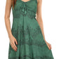 Sakkas Stonewashed Rayon Adjustable Spaghetti Straps Mid Length Dress