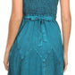Sakkas Stonewashed Rayon Adjustable Spaghetti Straps Mid Length Dress