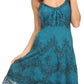 Sakkas Stonewashed Rayon Adjustable Spaghetti Straps Mid Length Dress