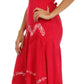 Sakkas Luna Batik Embroidered Adjustable Spaghetti Strap Dress
