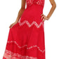 Sakkas Luna Batik Embroidered Adjustable Spaghetti Strap Dress