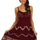Sakkas Jolie Batik Embroidered Adjustable Spaghetti Strap Dress