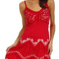 Sakkas Jolie Batik Embroidered Adjustable Spaghetti Strap Dress
