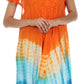 Sakkas Multi Color Tie Dye Cap Sleeve Caftan Dress / Cover Up