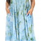 Sakkas Liza Women's Sleeveless Maxi Caftan Dress for Casual Summer Wear with Bohemian Flair and Handy Pockets