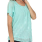Sakkas Embroidered 100% Cotton Scoop Neck Semi-Sheer Short Sleeve Gauzy Top / Blouse