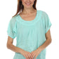 Sakkas Embroidered 100% Cotton Scoop Neck Semi-Sheer Short Sleeve Gauzy Top / Blouse