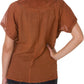 Sakkas Embroidered 100% Cotton Scoop Neck Semi-Sheer Short Sleeve Gauzy Top / Blouse
