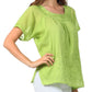 Sakkas Embroidered 100% Cotton Scoop Neck Semi-Sheer Short Sleeve Gauzy Top / Blouse