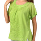 Sakkas Embroidered 100% Cotton Scoop Neck Semi-Sheer Short Sleeve Gauzy Top / Blouse