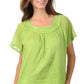 Sakkas Embroidered 100% Cotton Scoop Neck Semi-Sheer Short Sleeve Gauzy Top / Blouse