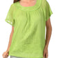 Sakkas Embroidered 100% Cotton Scoop Neck Semi-Sheer Short Sleeve Gauzy Top / Blouse