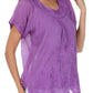 Sakkas Embroidered 100% Cotton Scoop Neck Semi-Sheer Short Sleeve Gauzy Top / Blouse
