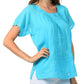 Sakkas Embroidered 100% Cotton Scoop Neck Semi-Sheer Short Sleeve Gauzy Top / Blouse