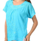 Sakkas Embroidered 100% Cotton Scoop Neck Semi-Sheer Short Sleeve Gauzy Top / Blouse