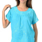 Sakkas Embroidered 100% Cotton Scoop Neck Semi-Sheer Short Sleeve Gauzy Top / Blouse