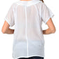 Sakkas Embroidered 100% Cotton Scoop Neck Semi-Sheer Short Sleeve Gauzy Top / Blouse