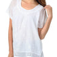 Sakkas Embroidered 100% Cotton Scoop Neck Semi-Sheer Short Sleeve Gauzy Top / Blouse
