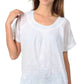 Sakkas Embroidered 100% Cotton Scoop Neck Semi-Sheer Short Sleeve Gauzy Top / Blouse