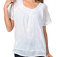 Sakkas Embroidered 100% Cotton Scoop Neck Semi-Sheer Short Sleeve Gauzy Top / Blouse