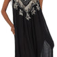 Sakkas Embroidered Palm Tree V-Neck Caftan Cotton Dress